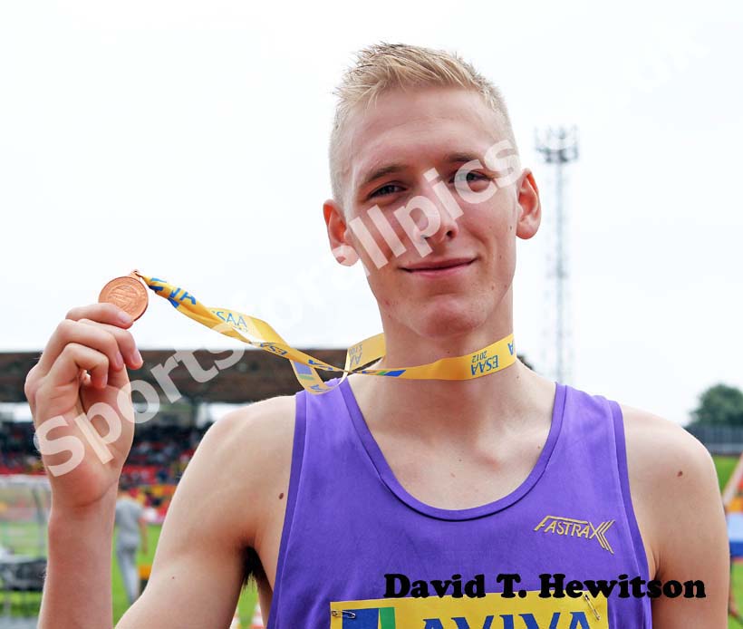 Barry Maskell (Durham) with his bronze medal from 2012 English Schools champs, gateshead.